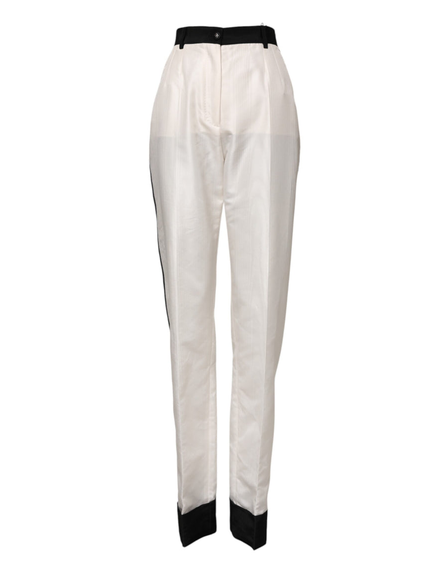 Dolce & Gabbana 52% Polyester 48% Silk trousers in white