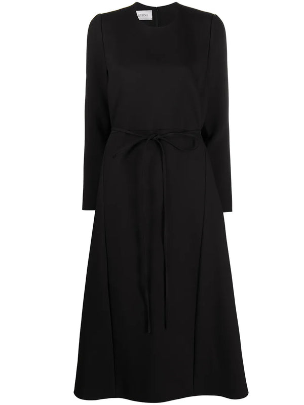 Valentino Garavani Belted Wool Dress Black