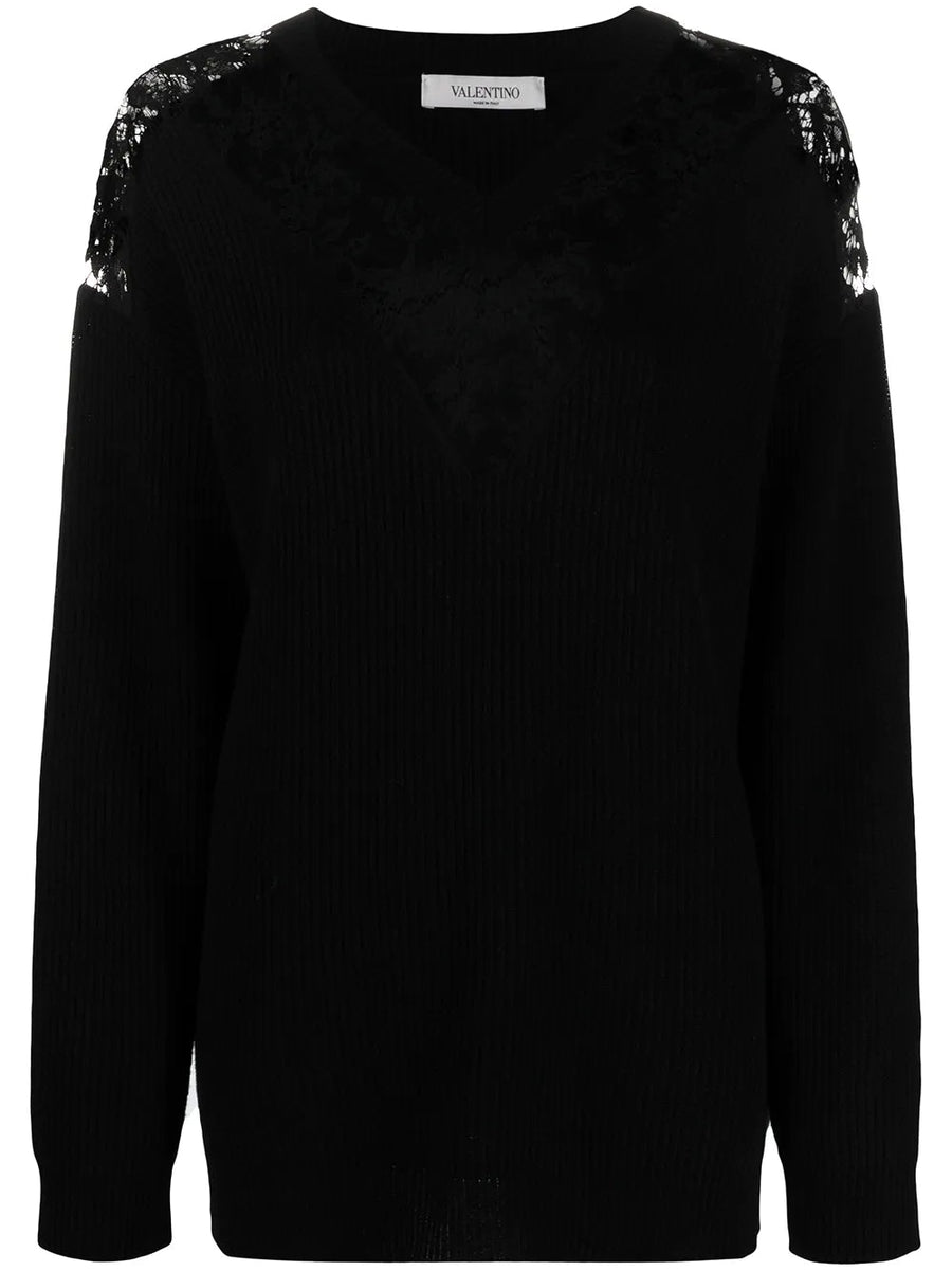 Valentino Virgin wool-cashmere blend sweater in black