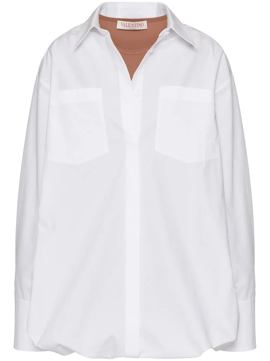 Valentino Cotton with jersey knit underlayer shirt in white