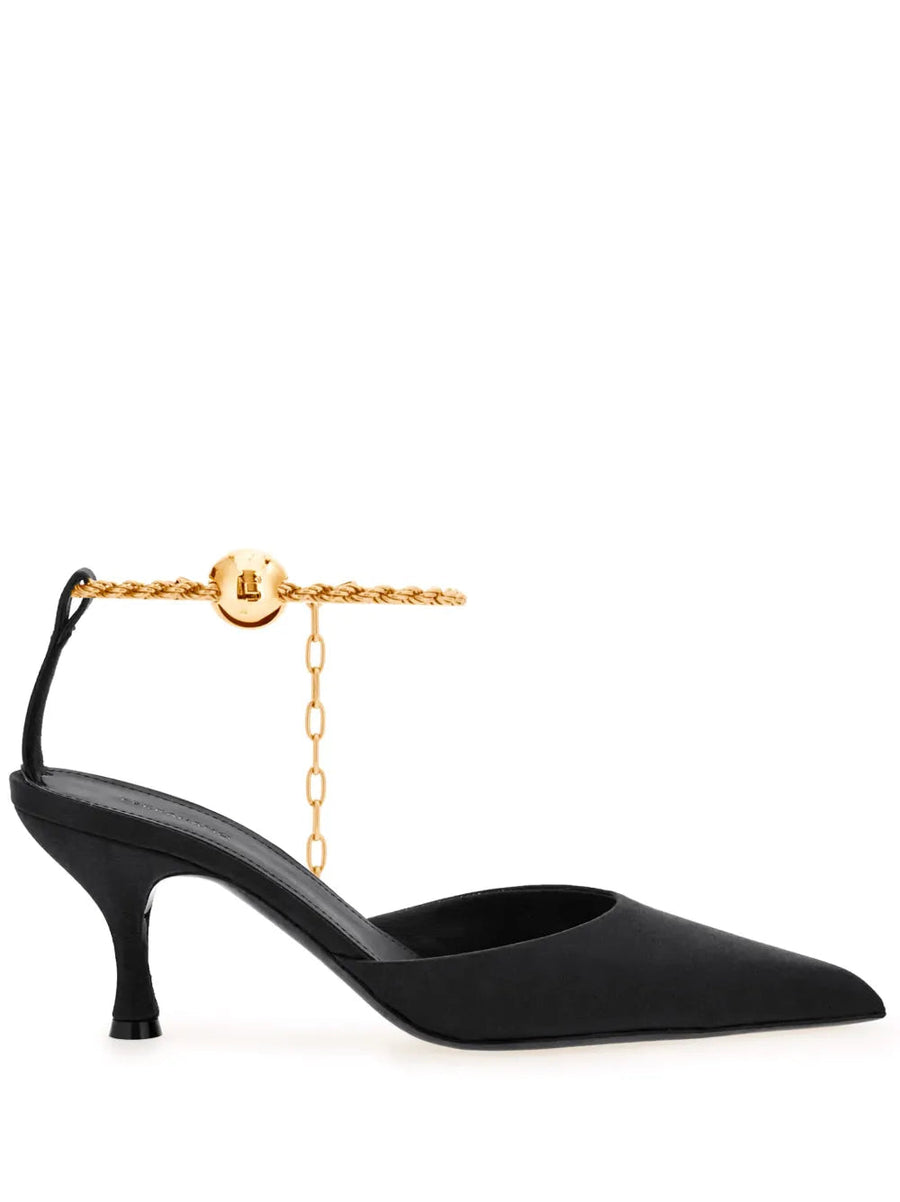 Ferragamo Satin leather upper pump in black