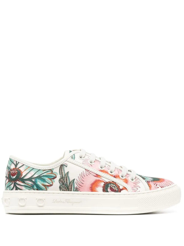 Ferragamo Leather upper sneaker in white
