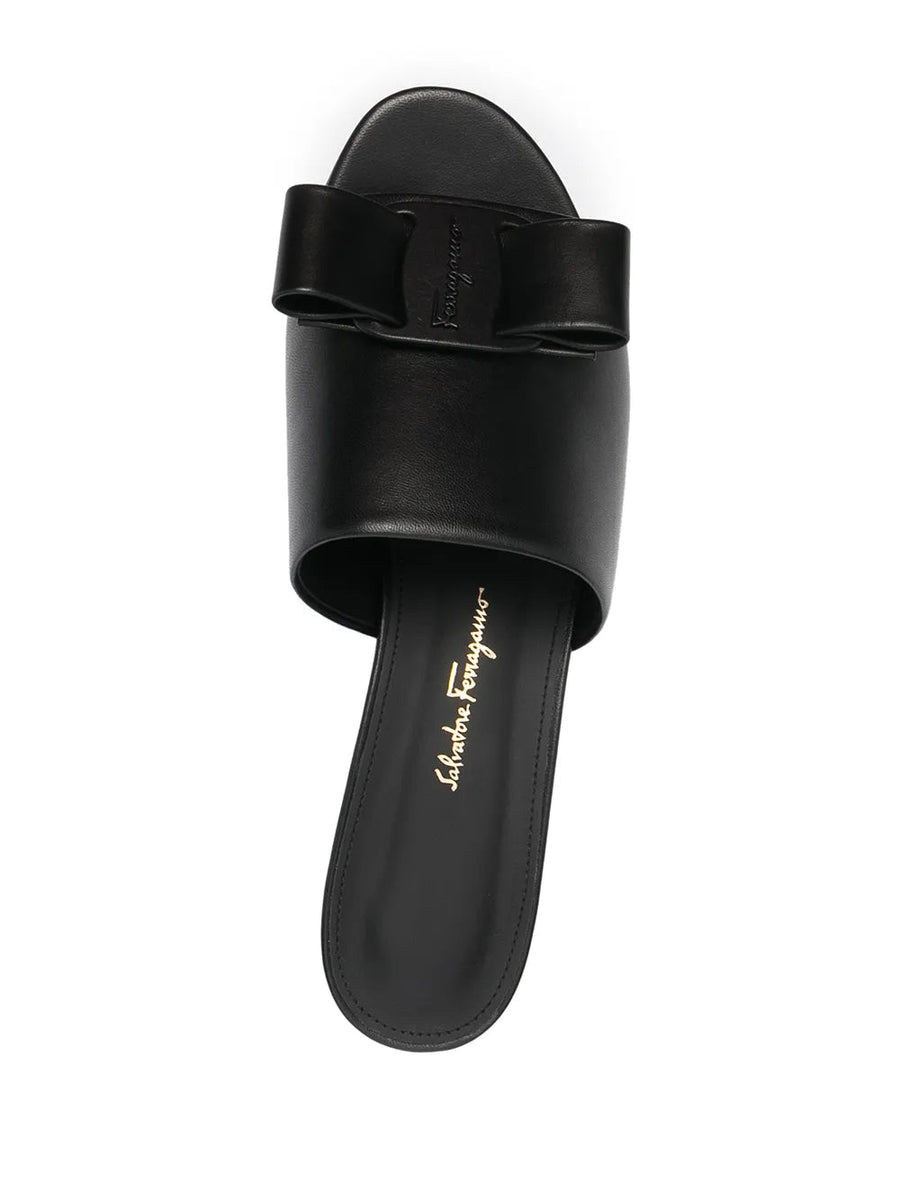 Ferragamo Leather mule sandal in black