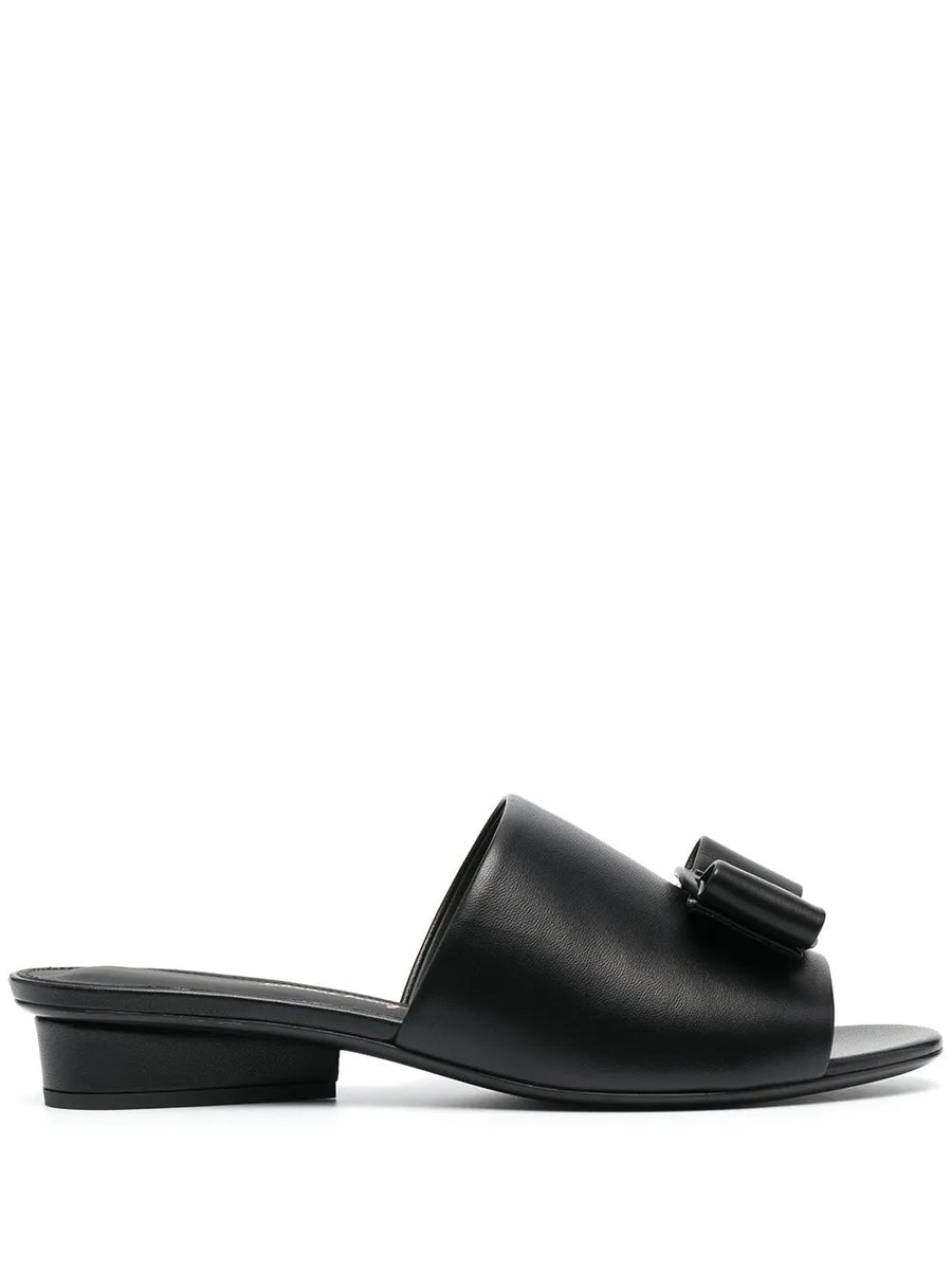 Ferragamo Leather mule sandal in black