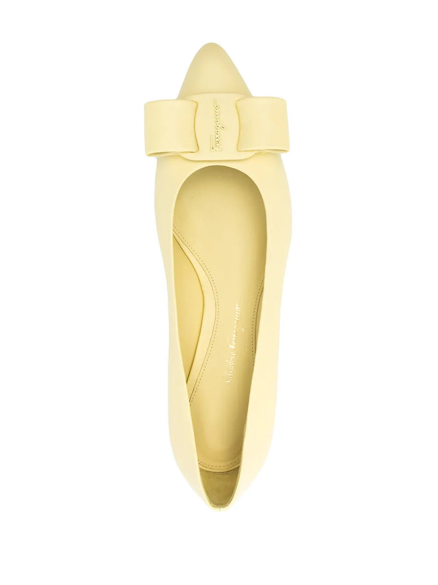 Ferragamo Leather ballerina flat in yellow