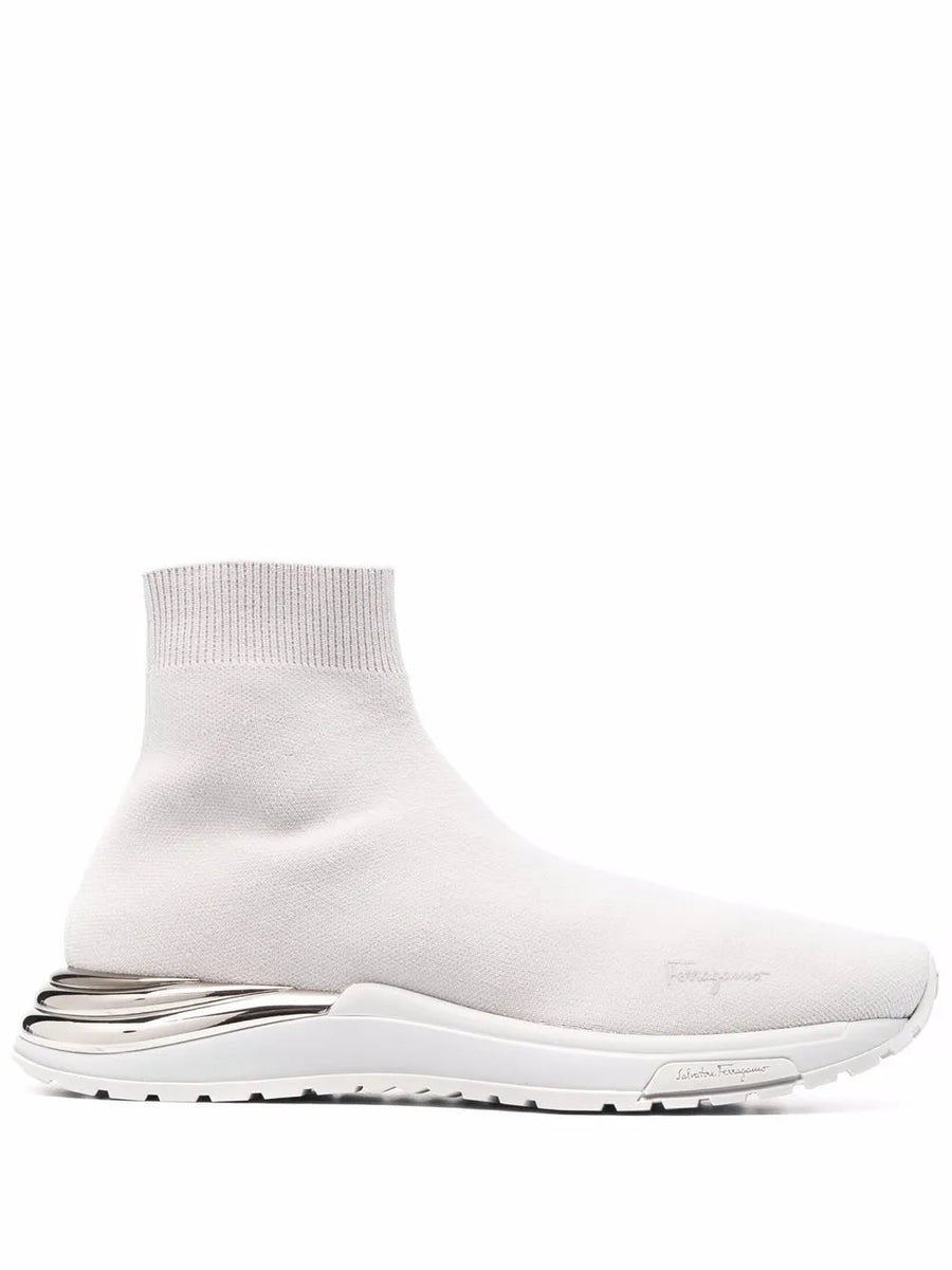 Ferragamo Ribbed knit upper sneaker in gray