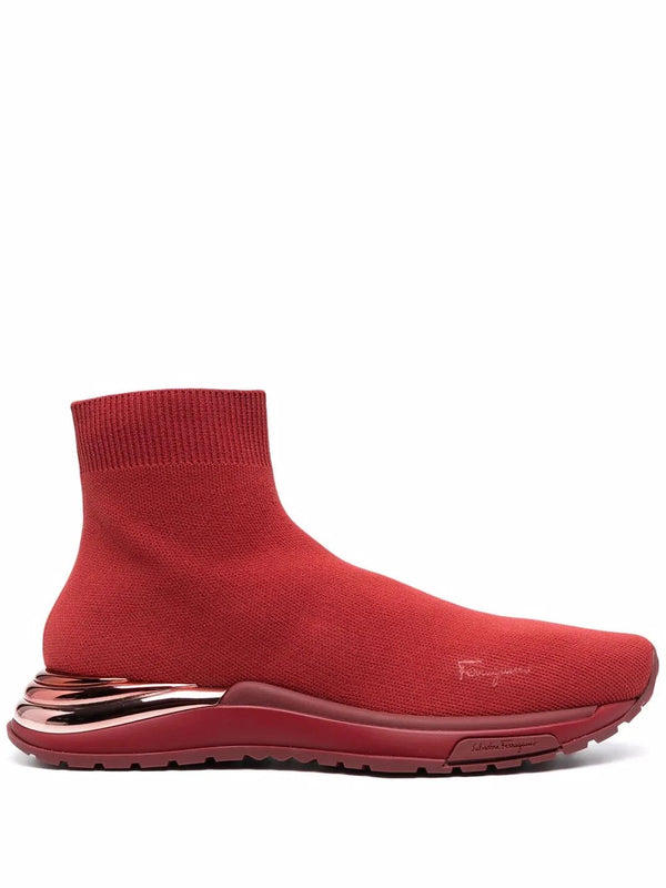 Ferragamo Knitted fabric sneakers in red