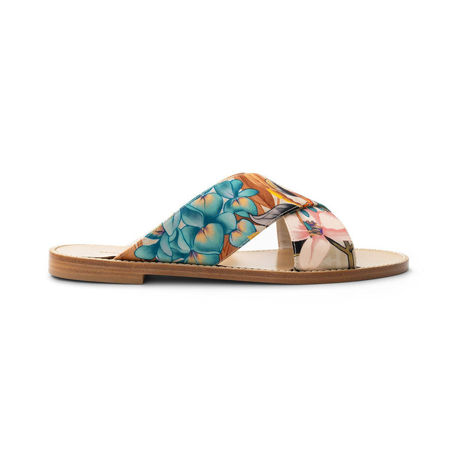 Ferragamo Suede slide sandal in multicolor