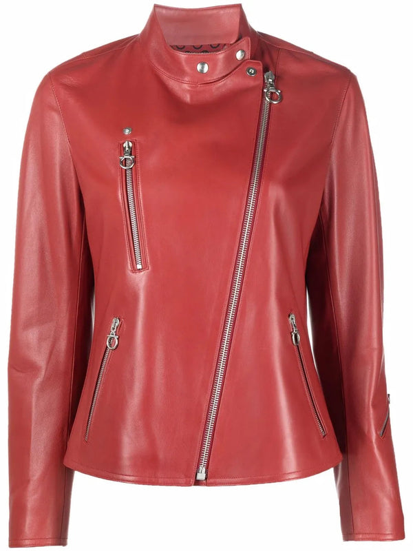 Ferragamo Nappa leather with silk lining jacket in red