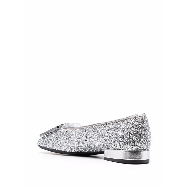 Ferragamo Leather ballerina flat in silver