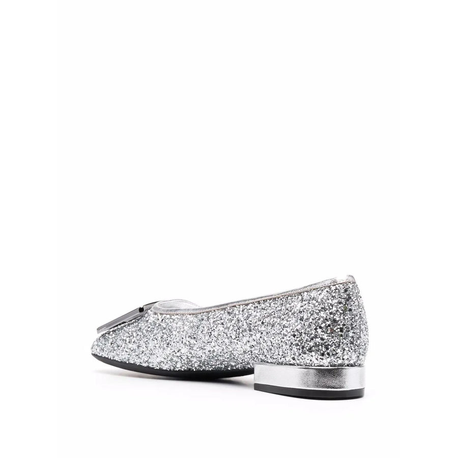 Ferragamo Leather ballerina flat in silver