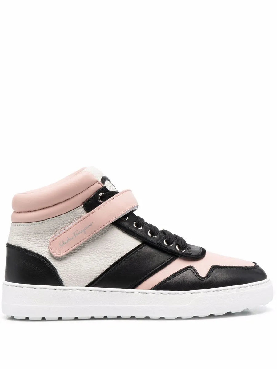 Ferragamo Leather high-top sneaker in pink