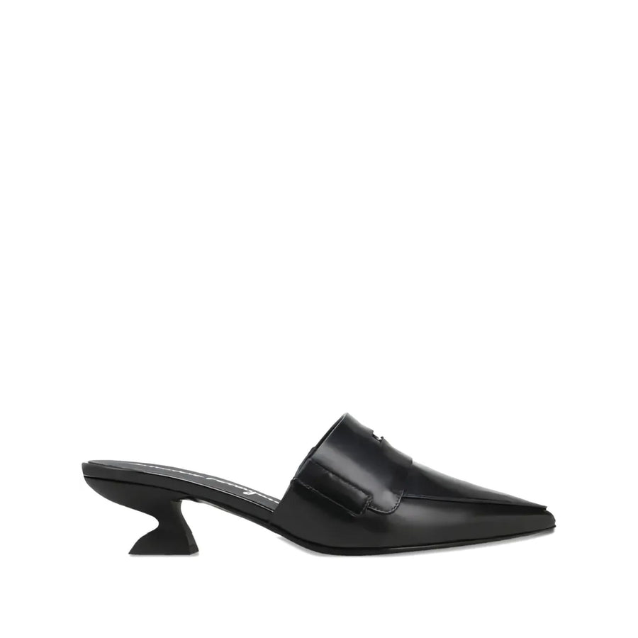 Ferragamo Calf leather upper mule in black
