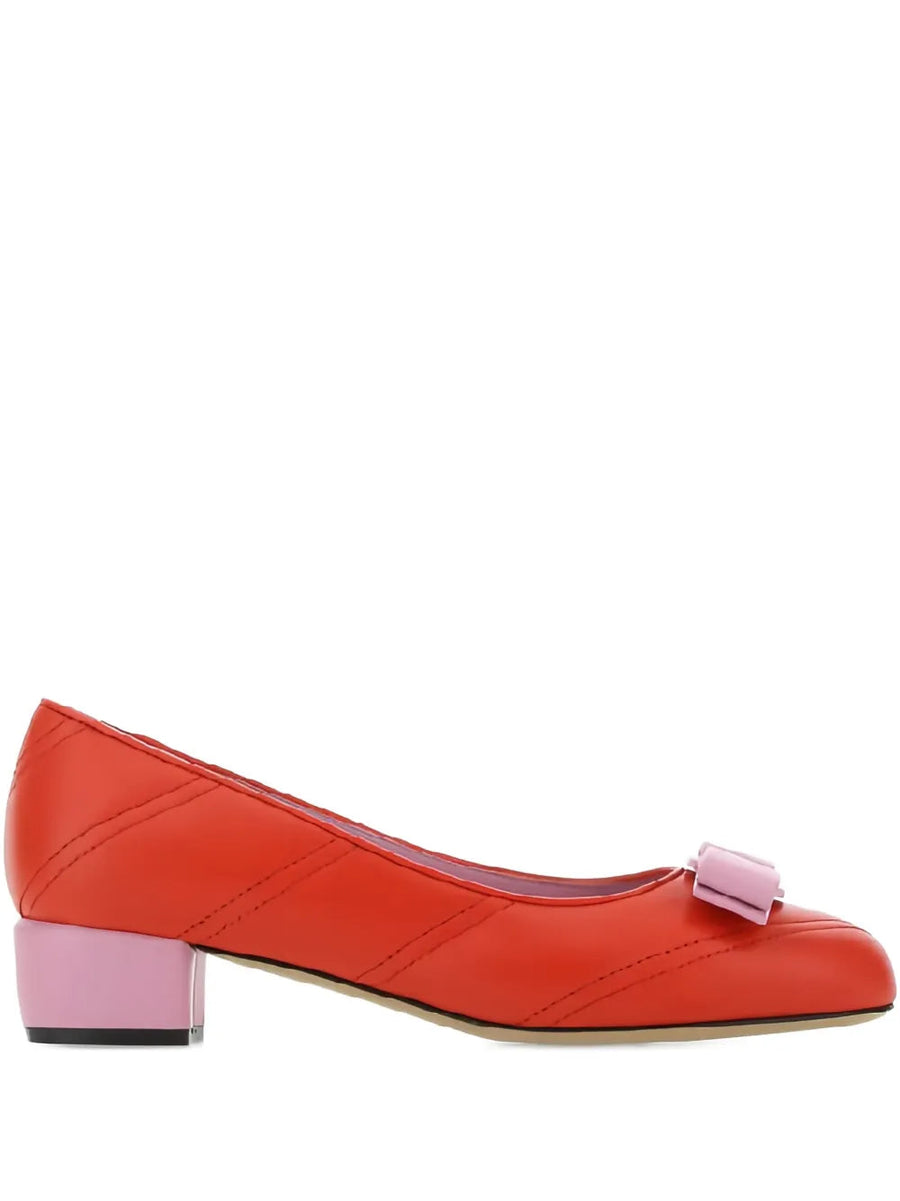 Ferragamo Quilted leather pump in red