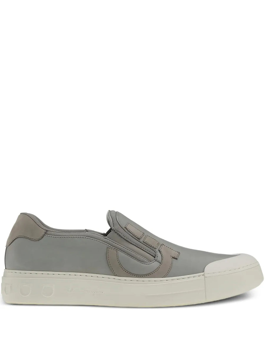 Ferragamo Calf leather slip-on loafer in gray