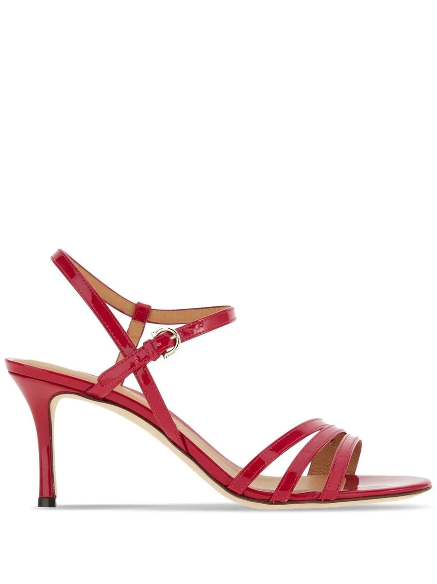 Ferragamo Leather/Patent leather sandal in red