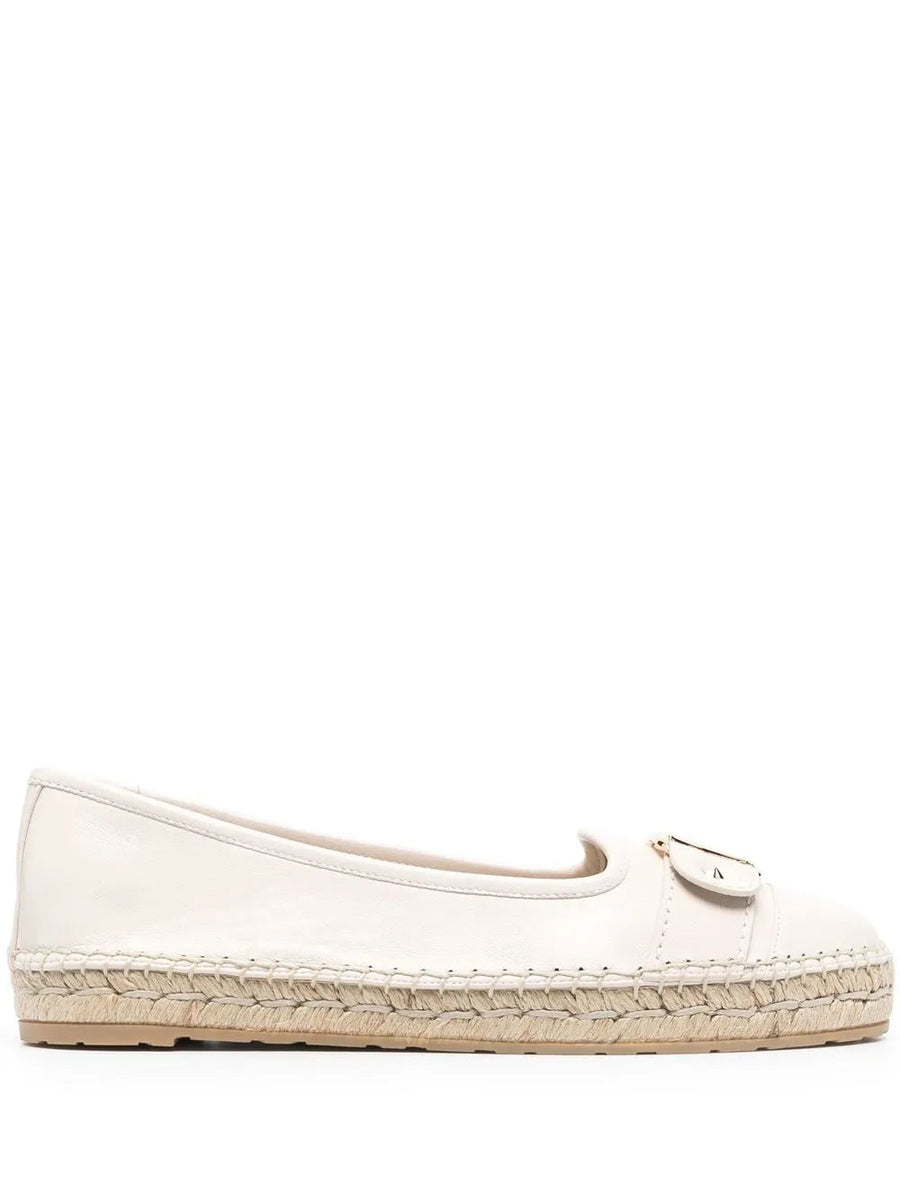 Ferragamo Calf leather espadrille in white