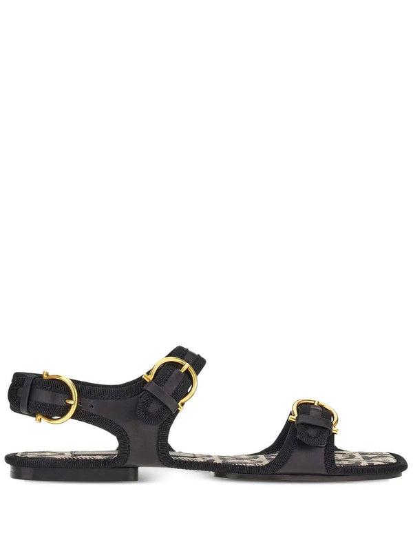 Ferragamo calf leather sandals in black
