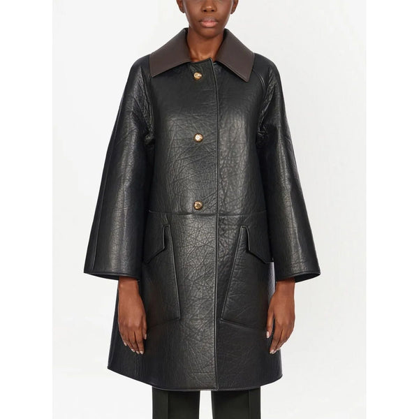Ferragamo Leather coat in black