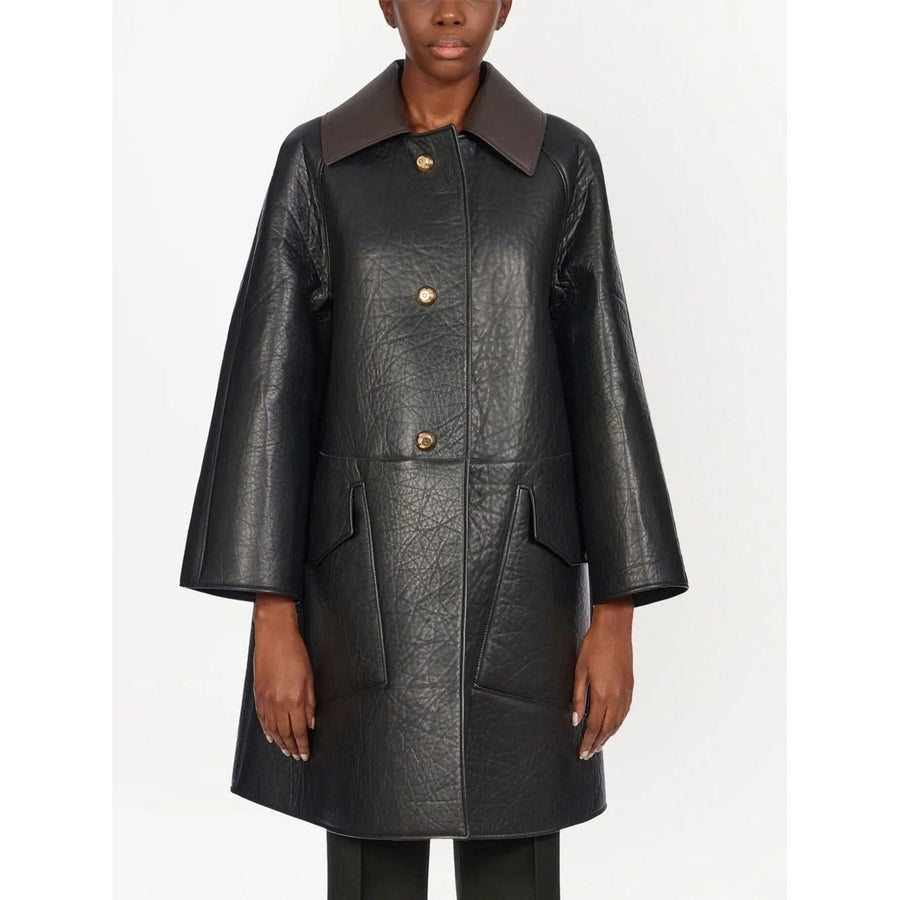 Ferragamo Leather coat in black