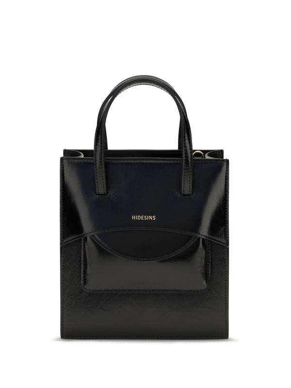 Hidesins 100% Calf Leather Bos Taurus shoulder bag in black