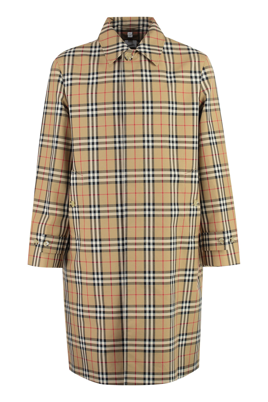 Checked Cotton Trench Coat Beige Raincoats