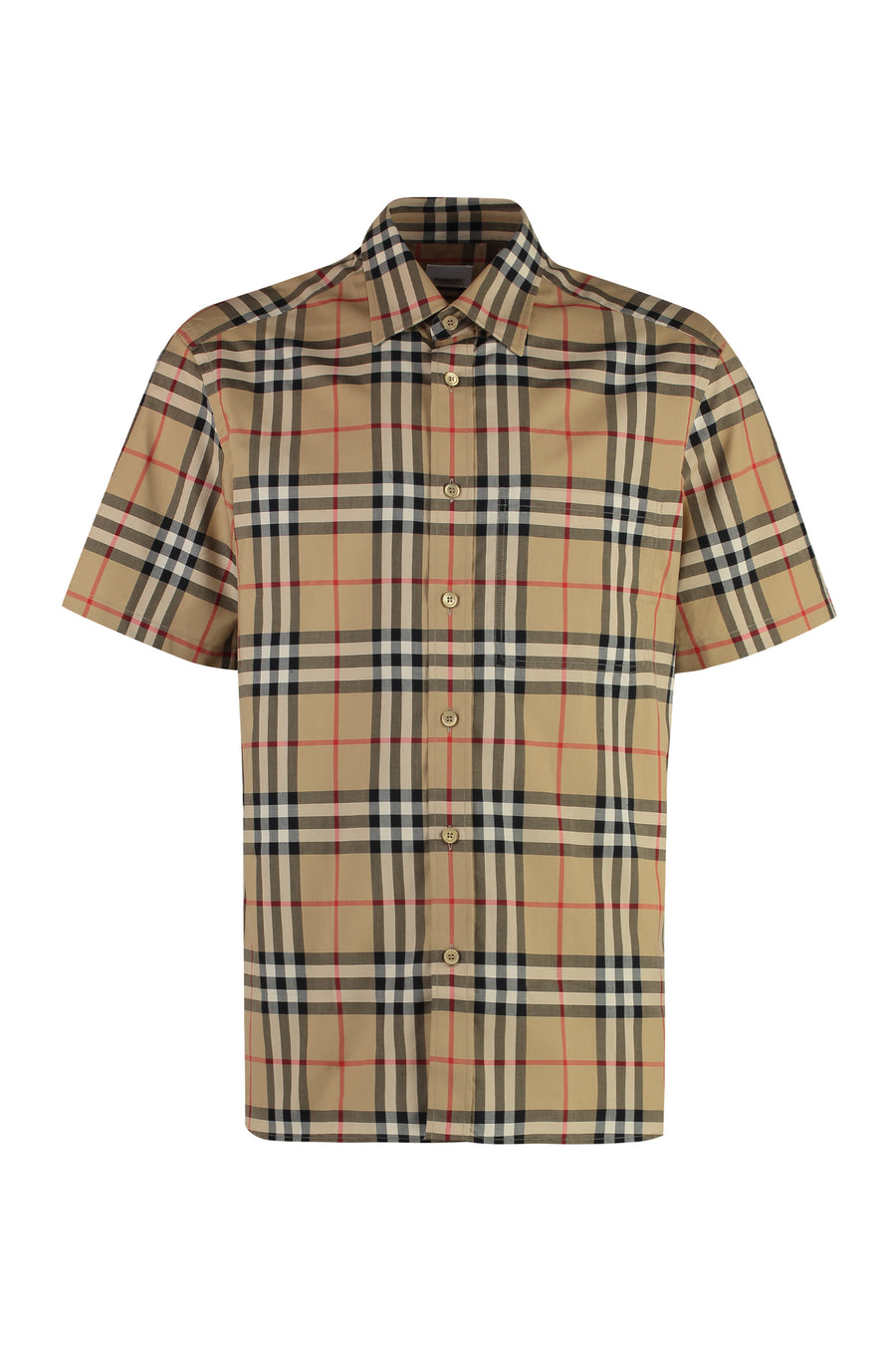 Checked Cotton Shirt Beige