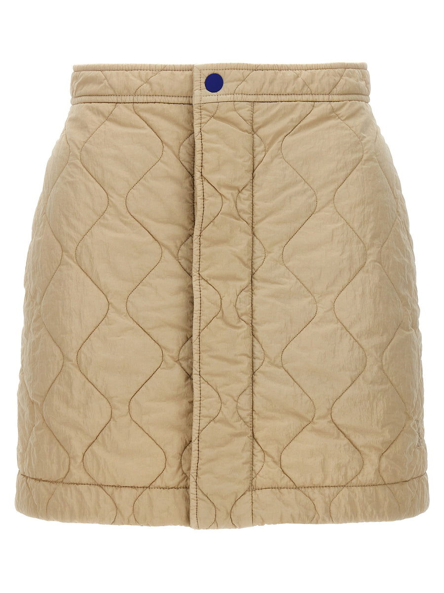 Burberry Quilted Nylon Skirt — Beige