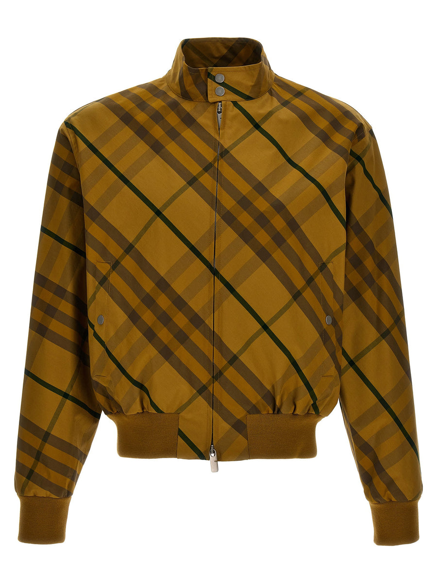 وشاح Burberry Check بنقشة قطن جاكيت — أصفر مغرة