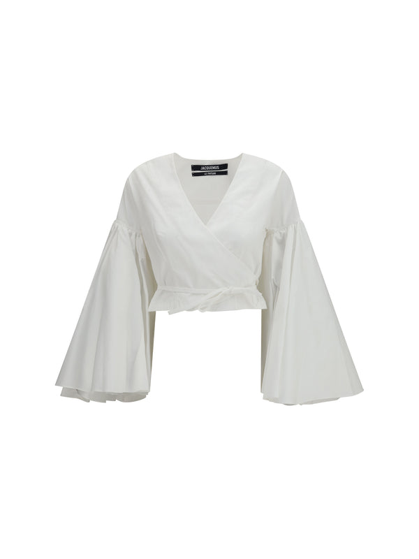 Jacquemus 100% Cotton wrap shirt in white