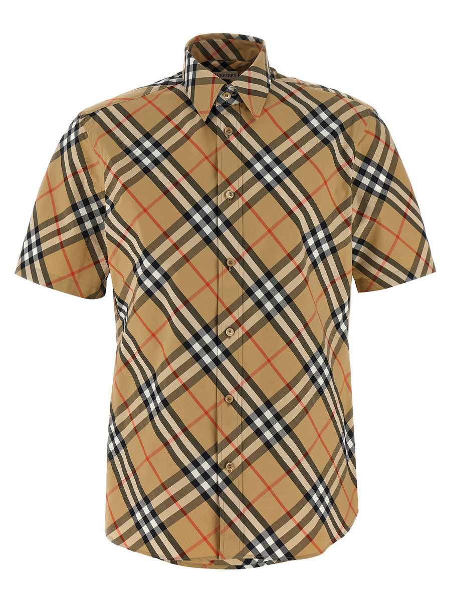 Burberry Burberry Check Cotton Poplin Shirt — Beige