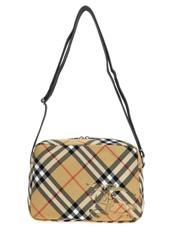 حقيبة كروسبودي كانفا بنقشة Burberry Check — بيج
