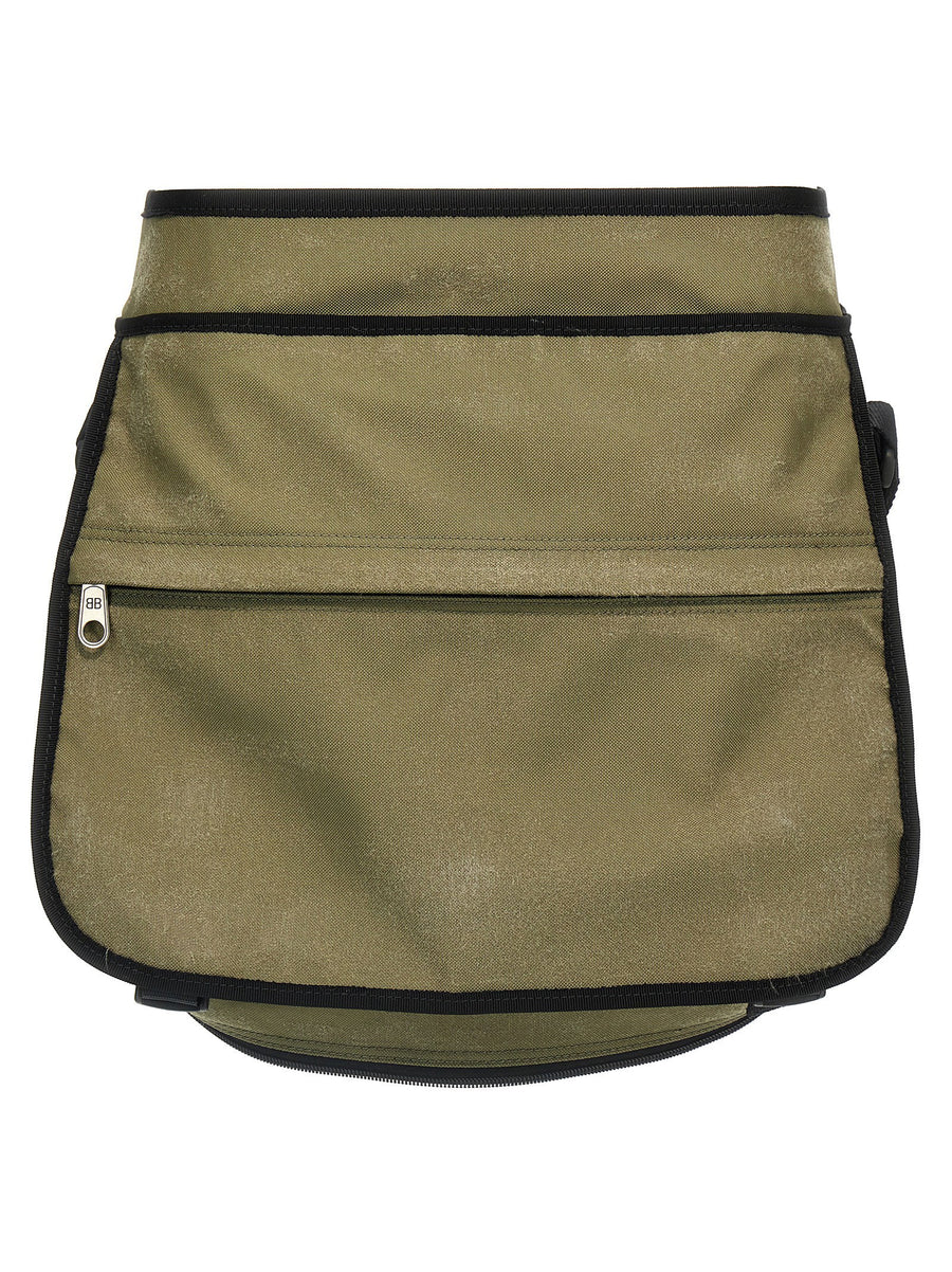 Balenciaga Nylon Canvas Trompe L'Oeil Backpack Mini Skirt — Khaki