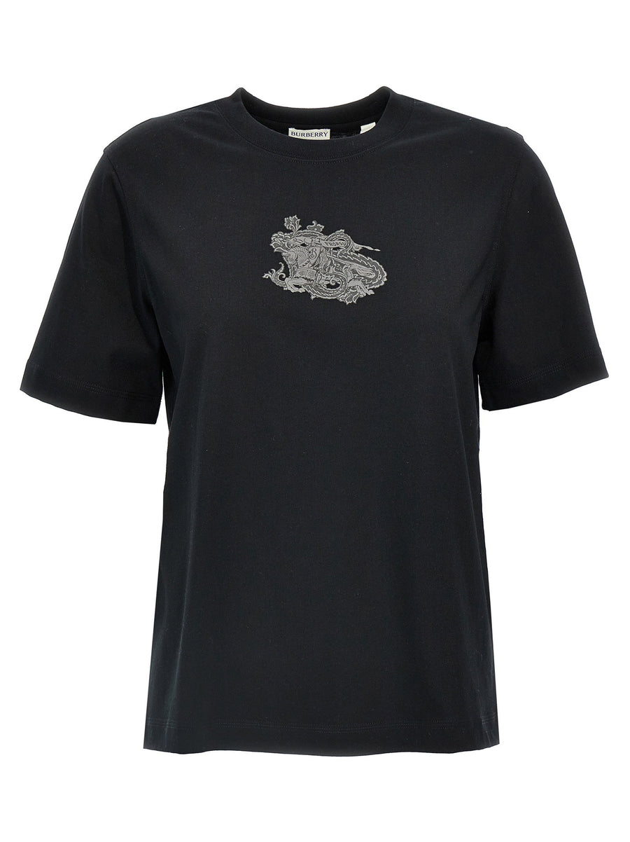 Burberry Logo-Embroidered T-shirt — Black