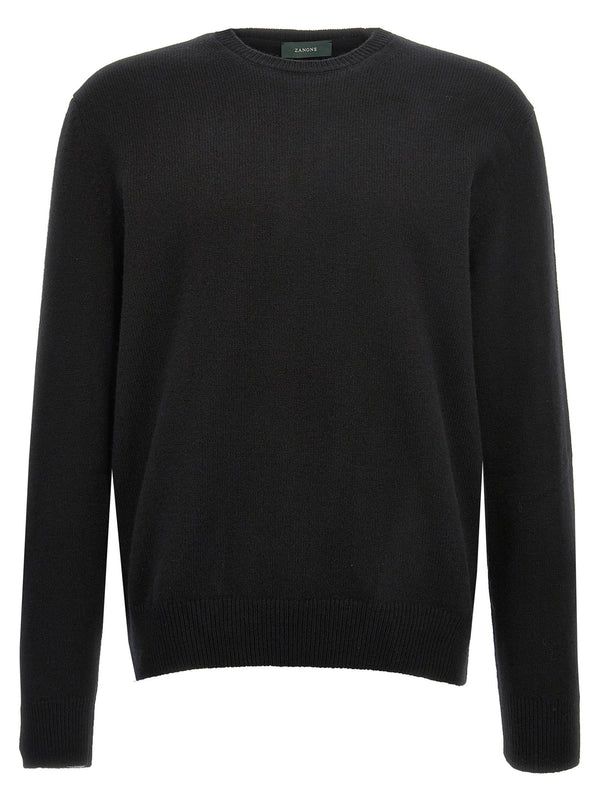 Zanone Wool Crewneck Sweater — Black