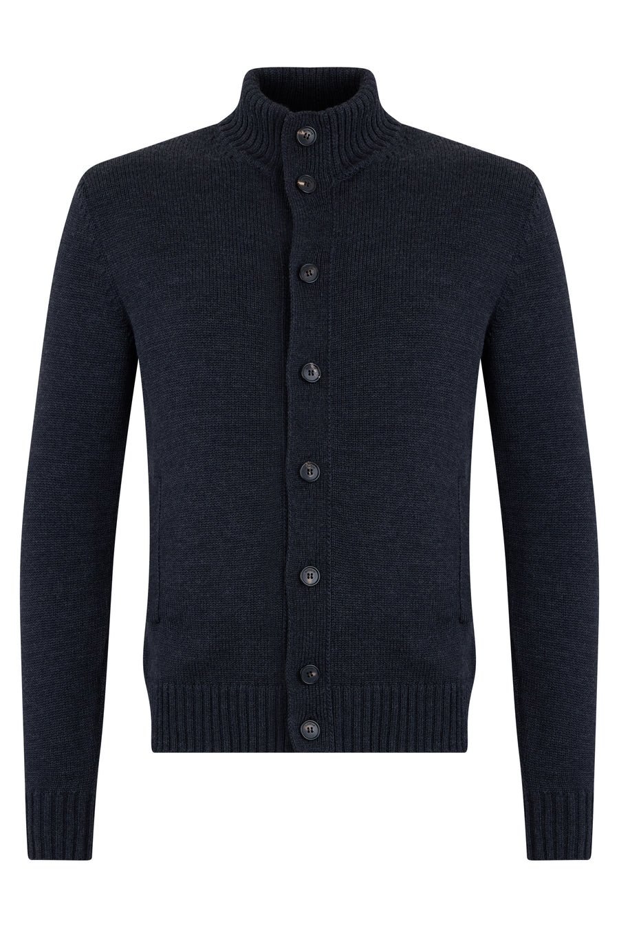 Cardigan With Collar Black Virgin Wool Cardigans