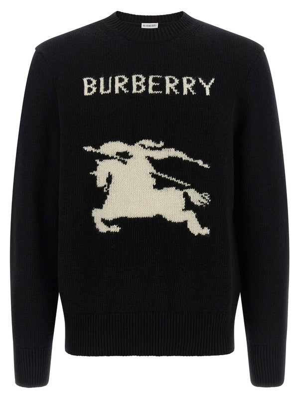 كنزة Burberry EKD شعار بتقنية الإنتارسيا من حياكة كنزة — أسود