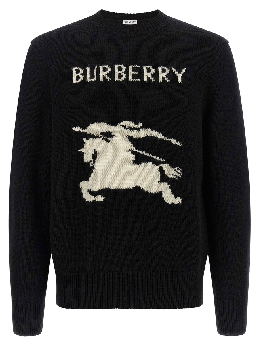 كنزة Burberry EKD شعار بتقنية الإنتارسيا من حياكة كنزة — أسود