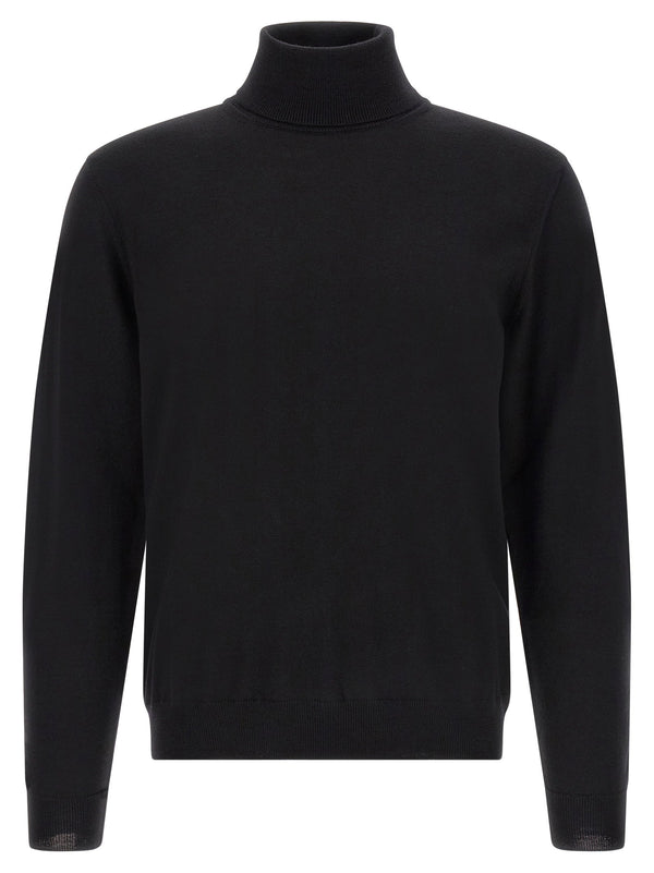 Zanone Virgin Wool Turtleneck Sweater — Black