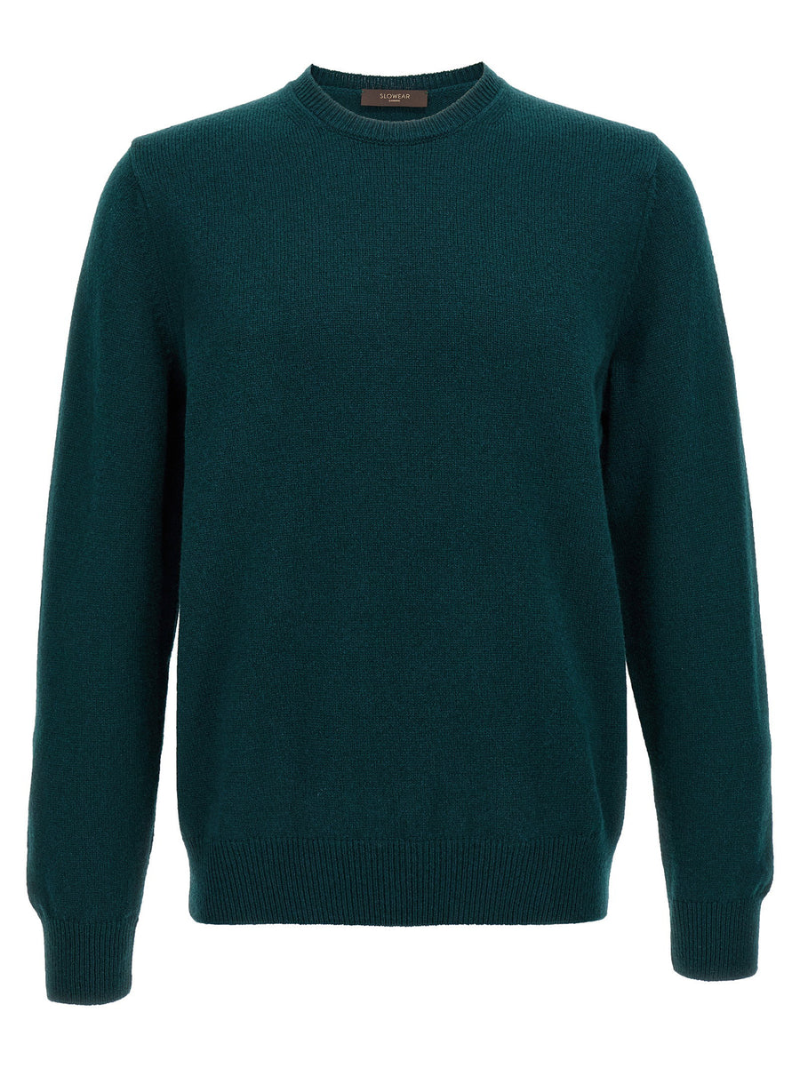 Zanone Virgin Wool Crewneck Sweater — Teal