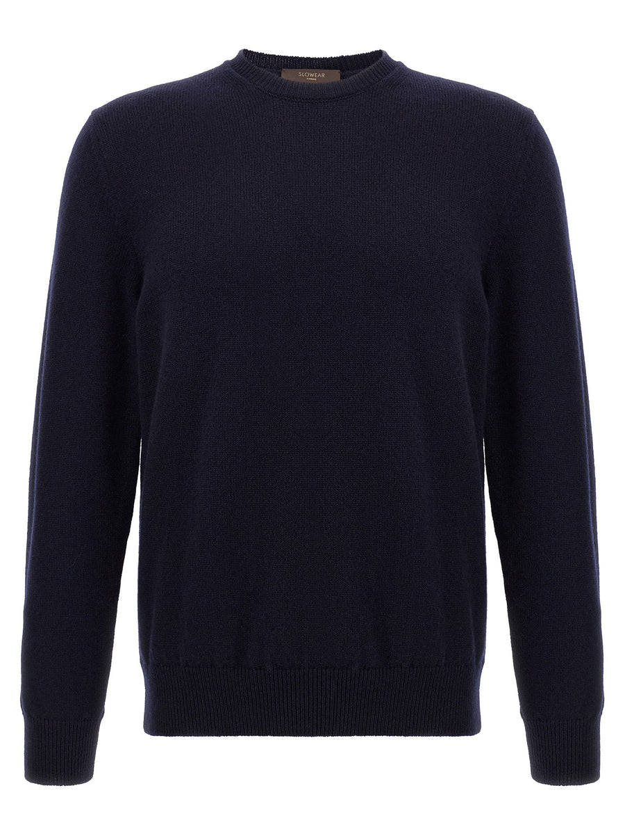 Zanone Virgin Wool Crewneck Sweater — Navy