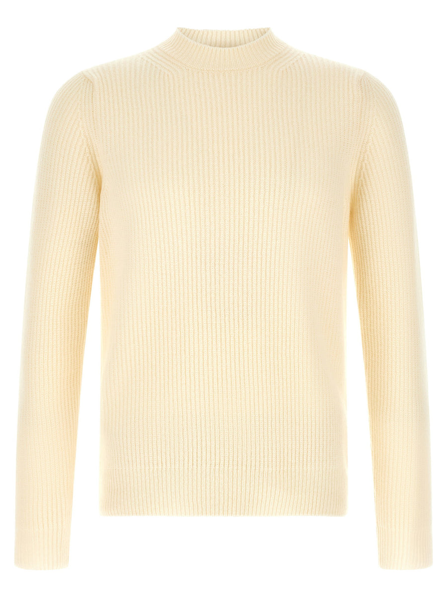 Zanone Ribbed Virgin Wool Sweater — Cream