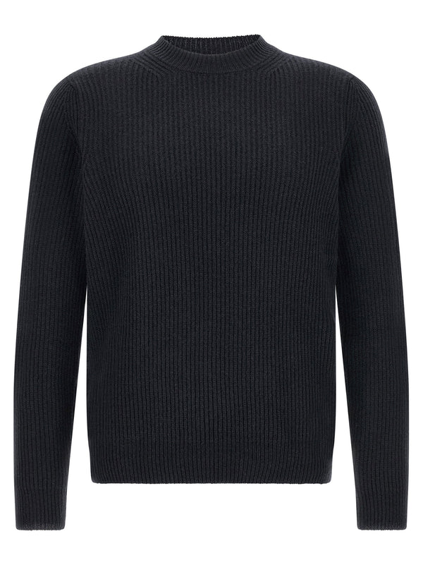 Zanone Ribbed Virgin Wool Sweater — Navy