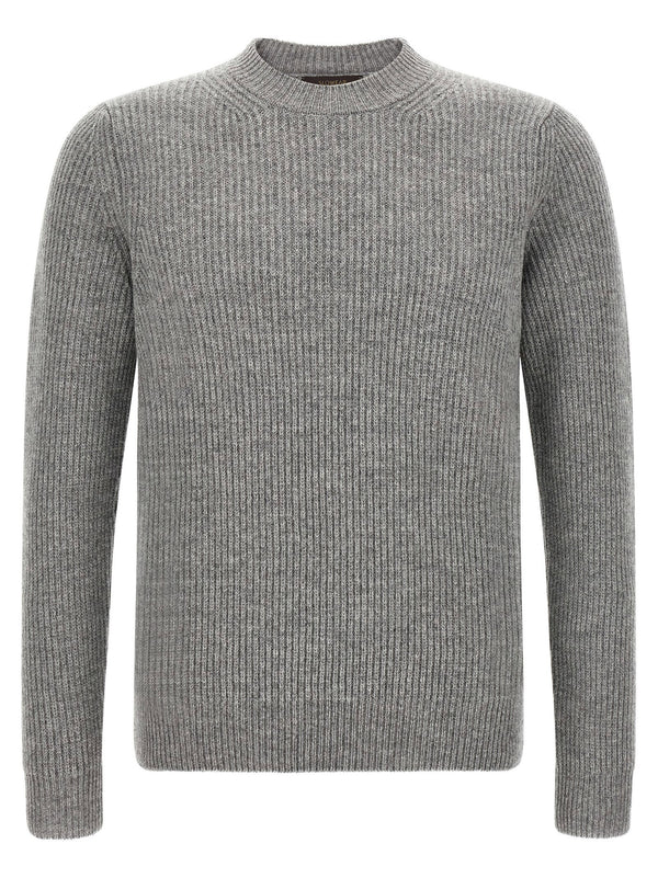 Zanone Ribbed Virgin Wool Sweater — Grey