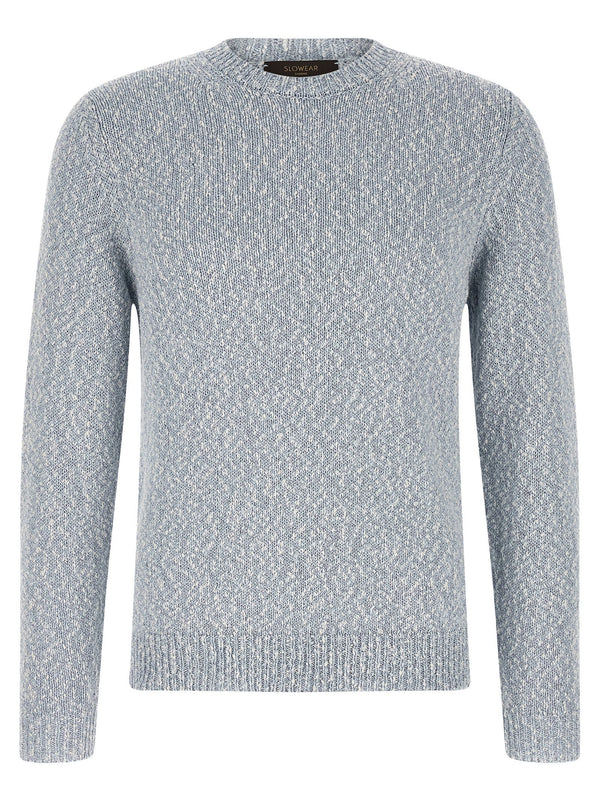 Zanone Two-Tone Knit Cotton Sweater — Gray