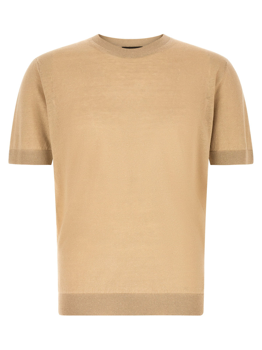 Zanone Linen-Cotton Blend Sweater — Beige