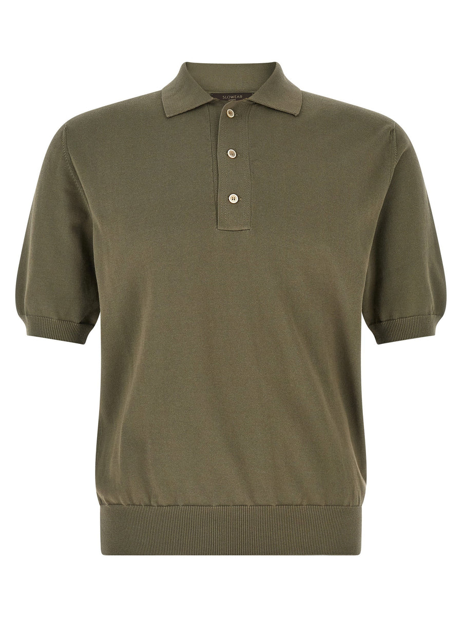 Zanone Cotton Knit Polo Shirt — Olive