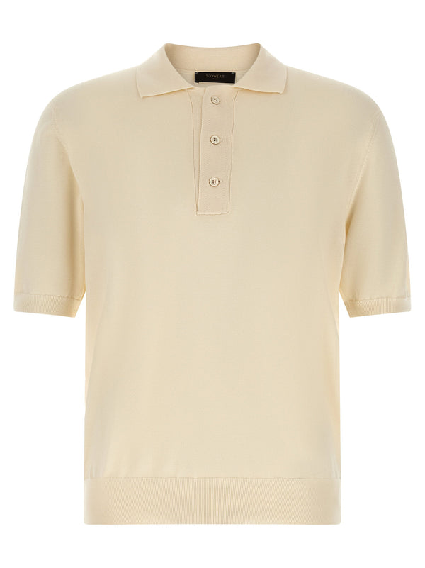 Zanone Cotton Knit Polo Shirt — cream
