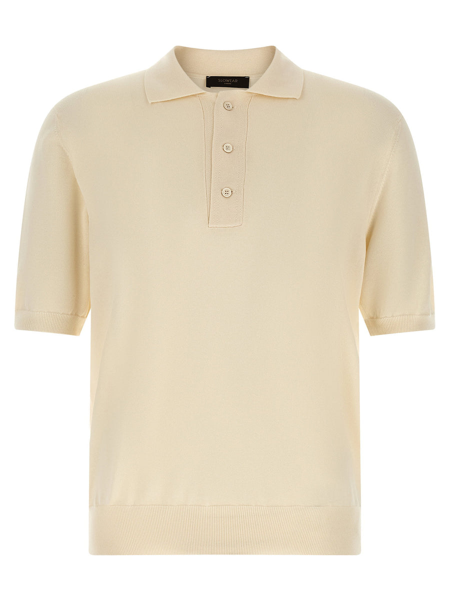 Zanone Cotton Knit Polo Shirt — cream