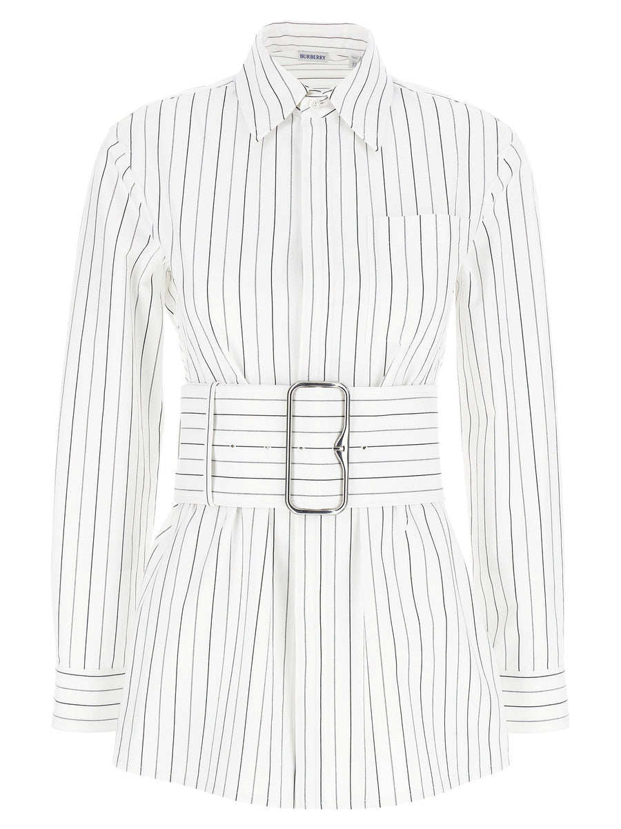 Burberry Striped Cotton Shirt — White